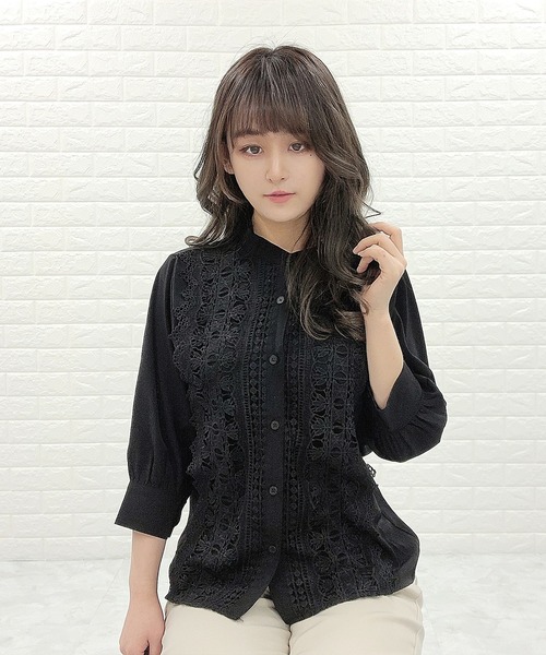 Lace Ladies(レースレディース)の「シフォンジョーゼット レースシャツ 七分袖(シャツ/ブラウス・レディース・ホワイト/ライトブルー/ブラック/ベージュ・FREE)」の13枚目の写真