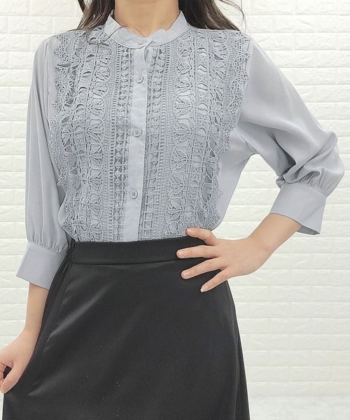 Lace Ladies(レースレディース)の「シフォンジョーゼット レースシャツ 七分袖(シャツ/ブラウス・レディース・ホワイト/ライトブルー/ブラック/ベージュ・FREE)」の16枚目の写真