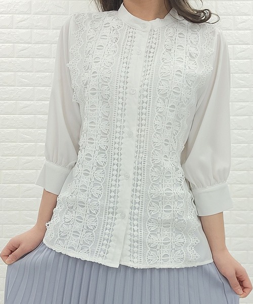 Lace Ladies(レースレディース)の「シフォンジョーゼット レースシャツ 七分袖(シャツ/ブラウス・レディース・ホワイト/ライトブルー/ブラック/ベージュ・FREE)」の21枚目の写真