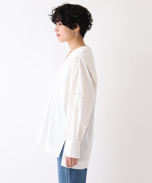 OPAQUE.CLIP（オペークドットクリップ）の「◆【C】セーラーカラーブラウス（シャツ/ブラウス・レディース・ライトブルー/ブラック/ホワイト系・36/40/38）」の5枚目の写真