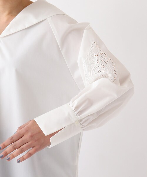 OPAQUE.CLIP（オペークドットクリップ）の「◆【C】セーラーカラーブラウス（シャツ/ブラウス・レディース・ライトブルー/ブラック/ホワイト系・36/40/38）」の8枚目の写真