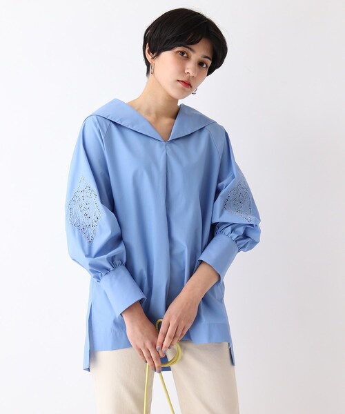 OPAQUE.CLIP（オペークドットクリップ）の「◆【C】セーラーカラーブラウス（シャツ/ブラウス・レディース・ライトブルー/ブラック/ホワイト系・36/40/38）」の14枚目の写真