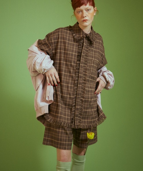 Candy Stripper（キャンディストリッパー）の「CND CHECK HALF パンツ（その他パンツ・レディース・グレー/ブラウン・2）」の9枚目の写真