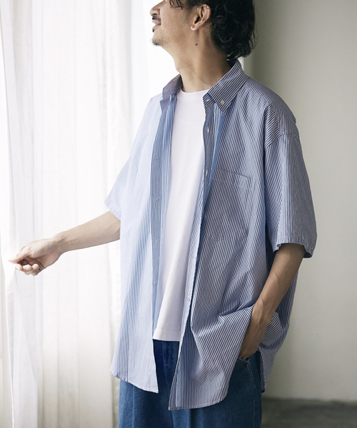 JOURNAL STANDARD relume（ジャーナルスタンダード　レリューム）の「Relume Sports Wear ボタンダウン半袖シャツ（シャツ/ブラウス・メンズ・グリーン/ブルー/ネイビー/ベージュ・MEDIUM/LARGE）」の3枚目の写真