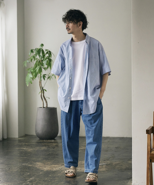 JOURNAL STANDARD relume（ジャーナルスタンダード　レリューム）の「Relume Sports Wear ボタンダウン半袖シャツ（シャツ/ブラウス・メンズ・グリーン/ブルー/ネイビー/ベージュ・MEDIUM/LARGE）」の5枚目の写真