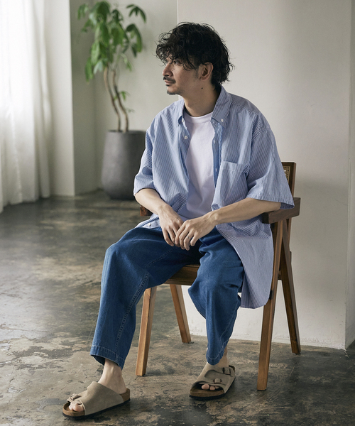 JOURNAL STANDARD relume（ジャーナルスタンダード　レリューム）の「Relume Sports Wear ボタンダウン半袖シャツ（シャツ/ブラウス・メンズ・グリーン/ブルー/ネイビー/ベージュ・MEDIUM/LARGE）」の7枚目の写真