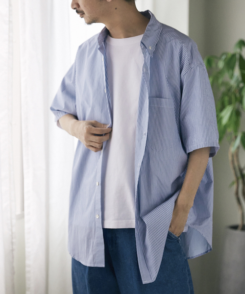 JOURNAL STANDARD relume（ジャーナルスタンダード　レリューム）の「Relume Sports Wear ボタンダウン半袖シャツ（シャツ/ブラウス・メンズ・グリーン/ブルー/ネイビー/ベージュ・MEDIUM/LARGE）」の9枚目の写真