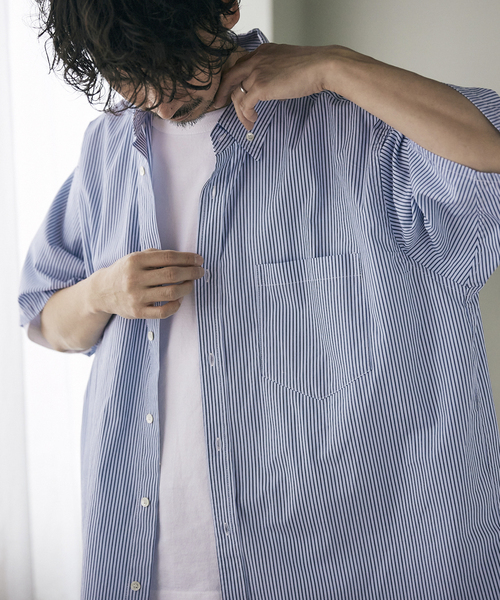 JOURNAL STANDARD relume（ジャーナルスタンダード　レリューム）の「Relume Sports Wear ボタンダウン半袖シャツ（シャツ/ブラウス・メンズ・グリーン/ブルー/ネイビー/ベージュ・MEDIUM/LARGE）」の10枚目の写真