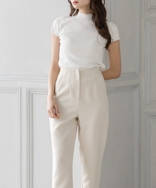 Julia Boutique（ジュリアブティック）の「ベーシックハイネック半袖ニットトップス/22028（ニット/セーター・レディース・ホワイト/ベージュ/イエロー/ブラック/ラベンダー/オレンジ系/ピンク/ミント/ネイビー/ブラウン・ONE）」の11枚目の写真