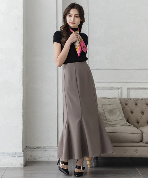 Julia Boutique（ジュリアブティック）の「ベーシックハイネック半袖ニットトップス/22028（ニット/セーター・レディース・ホワイト/ベージュ/イエロー/ブラック/ラベンダー/オレンジ系/ピンク/ミント/ネイビー/ブラウン・ONE）」の14枚目の写真