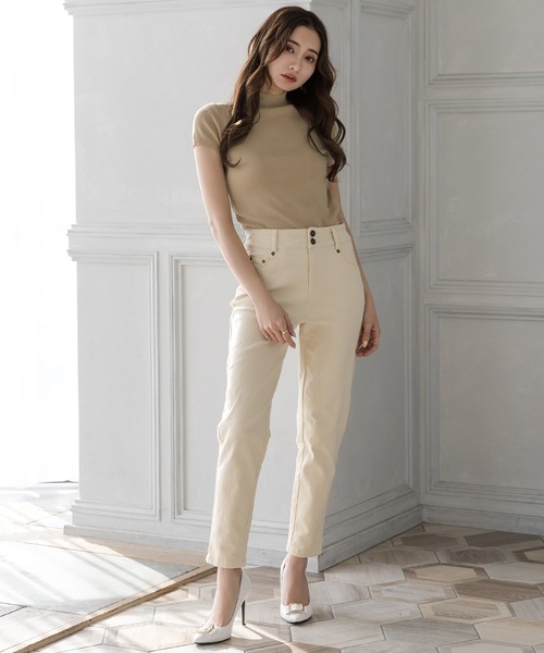 Julia Boutique（ジュリアブティック）の「ベーシックハイネック半袖ニットトップス/22028（ニット/セーター・レディース・ホワイト/ベージュ/イエロー/ブラック/ラベンダー/オレンジ系/ピンク/ミント/ネイビー/ブラウン・ONE）」の18枚目の写真