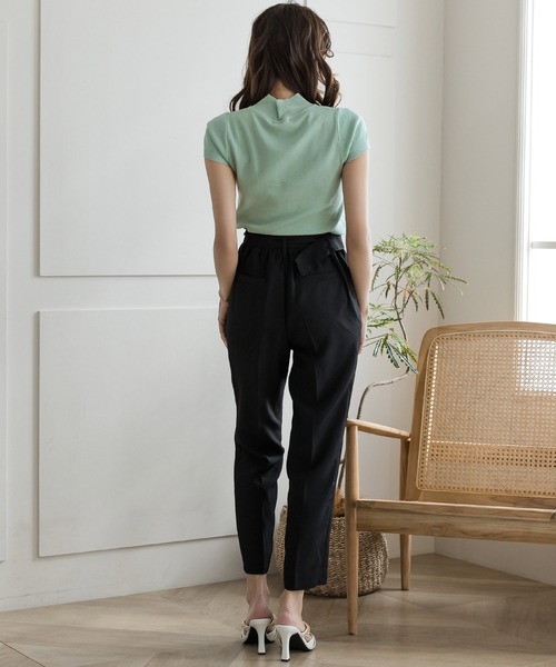 Julia Boutique（ジュリアブティック）の「ベーシックハイネック半袖ニットトップス/22028（ニット/セーター・レディース・ホワイト/ベージュ/イエロー/ブラック/ラベンダー/オレンジ系/ピンク/ミント/ネイビー/ブラウン・ONE）」の20枚目の写真