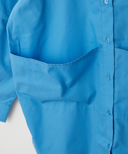 CIAOPANIC(チャオパニック)の「何通りも楽しめる、BIGポケットマルチWAYシャツ(シャツ/ブラウス・レディース・スカイブルー/オフホワイト/ピンク/グリーン・FREE)」の8枚目の写真