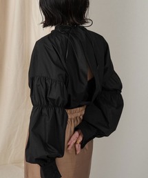 lawgy | leather strap sleeve gather blouse(シャツ/ブラウス)