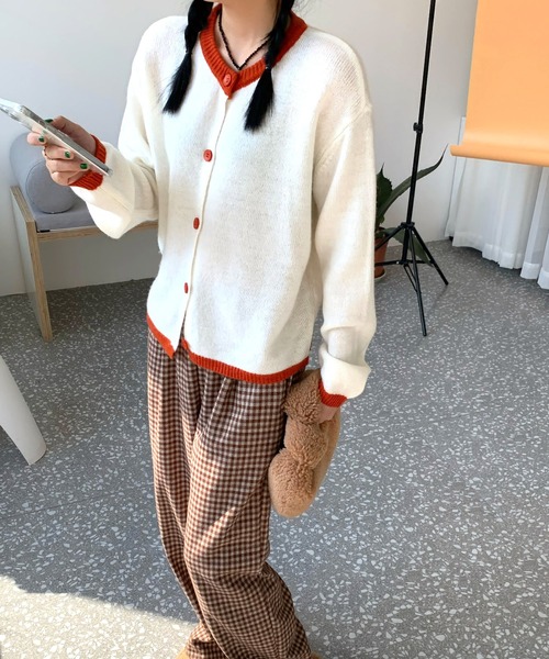 Dita(ディータ)の「バイカラーレトロニットカーディガン(カーディガン/ボレロ・レディース・グリーン/ホワイト・FREE)」の10枚目の写真