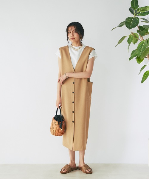 RIVE DROITE（リヴドロワ）の「マルチWAY釦ジャンスカワンピース（ワンピース・レディース・ブラック/ベージュ・FREE）」の2枚目の写真