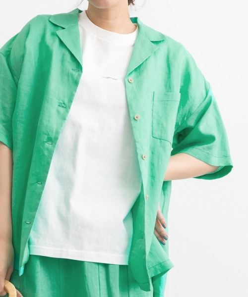 POU DOU DOU(プードゥドゥ)の「VINGT-TROIS刺繍Tee(Tシャツ/カットソー・レディース・ブラック/オフホワイト/ピンク/ターコイズブルー/キャメル・3)」の2枚目の写真