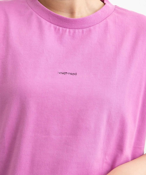 POU DOU DOU(プードゥドゥ)の「VINGT-TROIS刺繍Tee(Tシャツ/カットソー・レディース・ブラック/オフホワイト/ピンク/ターコイズブルー/キャメル・3)」の9枚目の写真