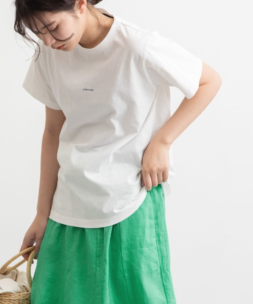 POU DOU DOU(プードゥドゥ)の「VINGT-TROIS刺繍Tee(Tシャツ/カットソー・レディース・ブラック/オフホワイト/ピンク/ターコイズブルー/キャメル・3)」の21枚目の写真