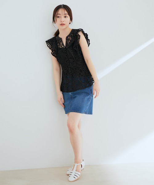 VIS（ビス）の「【エコテックス(R)】 デニムミニスカート【sustainable】（デニムスカート・レディース・ネイビー/ブルー系その他4・M/S）」の3枚目の写真