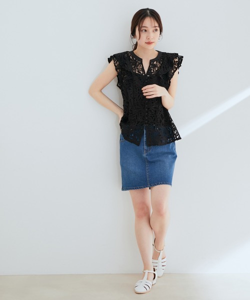 VIS（ビス）の「【エコテックス(R)】 デニムミニスカート【sustainable】（デニムスカート・レディース・ネイビー/ブルー系その他4・M/S）」の4枚目の写真