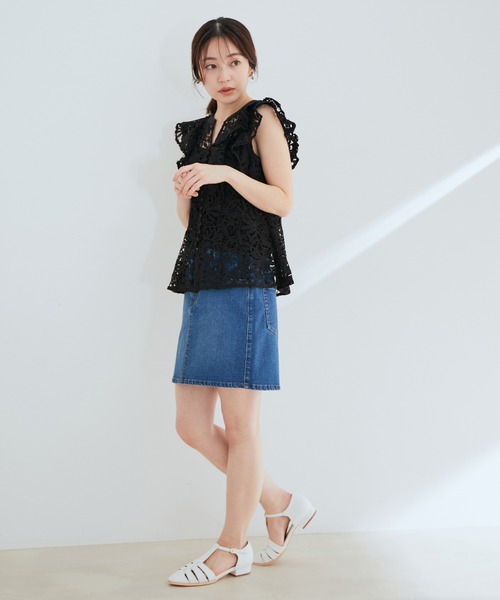 VIS（ビス）の「【エコテックス(R)】 デニムミニスカート【sustainable】（デニムスカート・レディース・ネイビー/ブルー系その他4・M/S）」の5枚目の写真