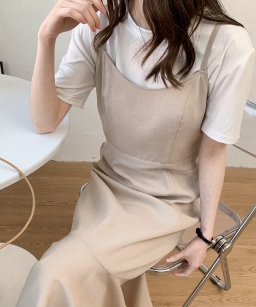 バックリボンスリットマーメイドキャミワンピース