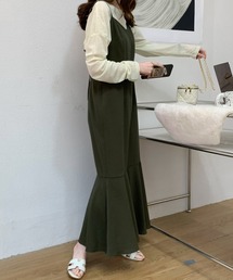 バックリボンスリットマーメイドキャミワンピース