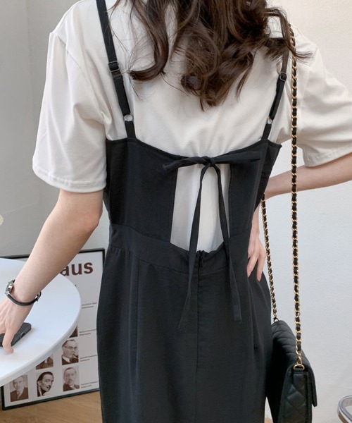 バックリボンスリットマーメイドキャミワンピース