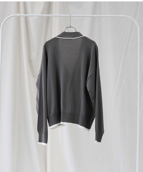 HONEYSUCKLE ROSE（ハニーサックルローズ）の「【HONEYSUCKLE ROSE】配色ラインカーディガン（カーディガン/ボレロ・レディース・ダークグレー/グリーン/ベージュ・M/L）」の11枚目の写真