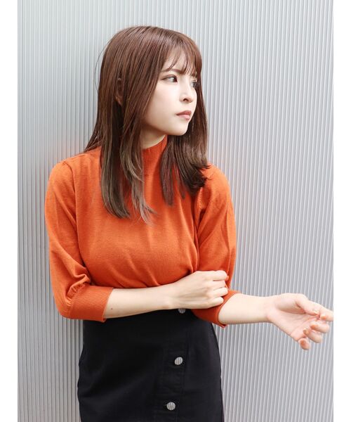 MURUA（ムルーア）の「ハーフスリーブパフニット（ニット/セーター・レディース・ブラック/オレンジ/グリーン/アイボリー・FREE）」の4枚目の写真