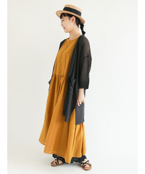 Samansa Mos2（サマンサ モスモス）の「麻調ロングカーディガン（カーディガン/ボレロ・レディース・ベージュ/グリーン/チャコール・ﾌﾘ-）」の16枚目の写真