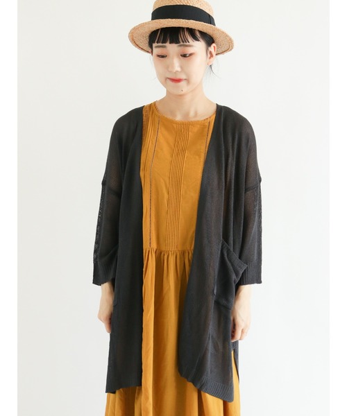Samansa Mos2（サマンサ モスモス）の「麻調ロングカーディガン（カーディガン/ボレロ・レディース・ベージュ/グリーン/チャコール・ﾌﾘ-）」の17枚目の写真