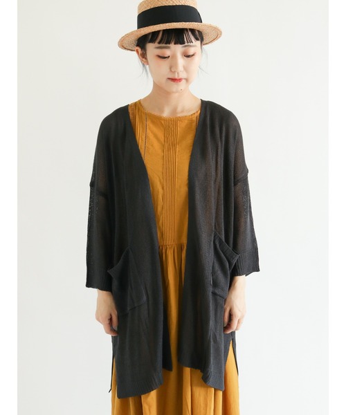 Samansa Mos2（サマンサ モスモス）の「麻調ロングカーディガン（カーディガン/ボレロ・レディース・ベージュ/グリーン/チャコール・ﾌﾘ-）」の18枚目の写真