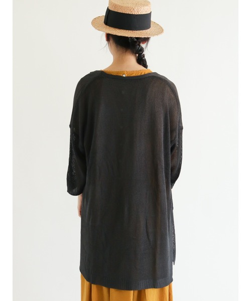 Samansa Mos2（サマンサ モスモス）の「麻調ロングカーディガン（カーディガン/ボレロ・レディース・ベージュ/グリーン/チャコール・ﾌﾘ-）」の5枚目の写真