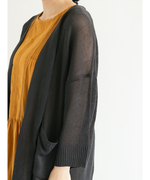 Samansa Mos2（サマンサ モスモス）の「麻調ロングカーディガン（カーディガン/ボレロ・レディース・ベージュ/グリーン/チャコール・ﾌﾘ-）」の6枚目の写真