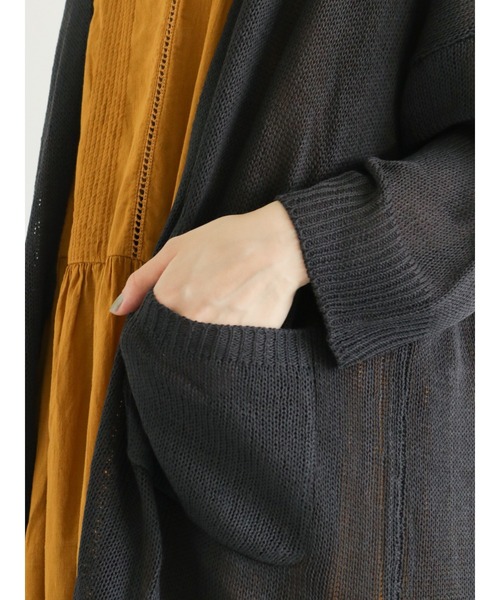 Samansa Mos2（サマンサ モスモス）の「麻調ロングカーディガン（カーディガン/ボレロ・レディース・ベージュ/グリーン/チャコール・ﾌﾘ-）」の7枚目の写真