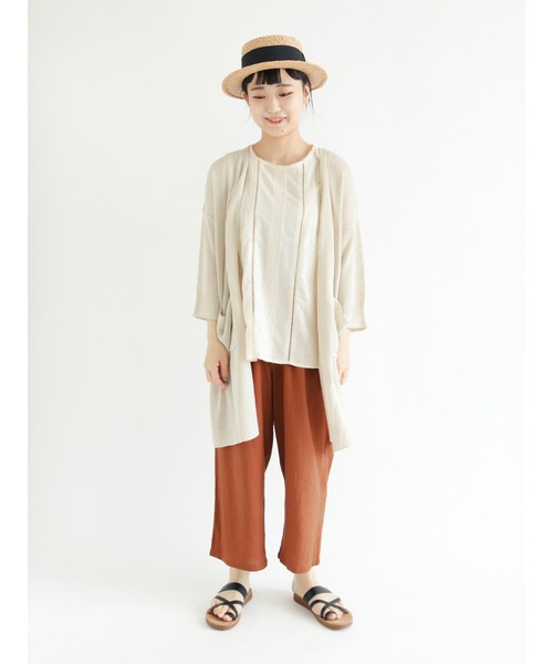 Samansa Mos2（サマンサ モスモス）の「麻調ロングカーディガン（カーディガン/ボレロ・レディース・ベージュ/グリーン/チャコール・ﾌﾘ-）」の10枚目の写真