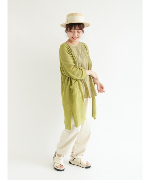 Samansa Mos2（サマンサ モスモス）の「麻調ロングカーディガン（カーディガン/ボレロ・レディース・ベージュ/グリーン/チャコール・ﾌﾘ-）」の12枚目の写真