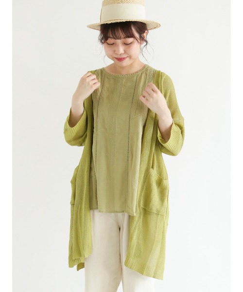 Samansa Mos2（サマンサ モスモス）の「麻調ロングカーディガン（カーディガン/ボレロ・レディース・ベージュ/グリーン/チャコール・ﾌﾘ-）」の14枚目の写真