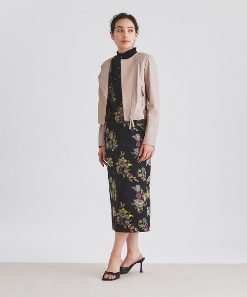 GRACE CONTINENTAL（グレースコンチネンタル）の「ライダースショートジャケット（ライダースジャケット・レディース・ブラック/ベージュ/ピンク・36/38）」の4枚目の写真