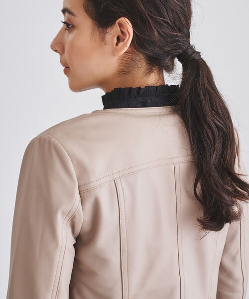 GRACE CONTINENTAL（グレースコンチネンタル）の「ライダースショートジャケット（ライダースジャケット・レディース・ブラック/ベージュ/ピンク・36/38）」の7枚目の写真