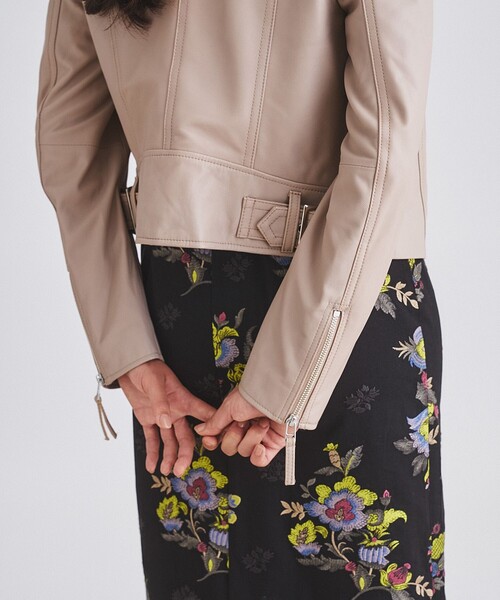 GRACE CONTINENTAL（グレースコンチネンタル）の「ライダースショートジャケット（ライダースジャケット・レディース・ブラック/ベージュ/ピンク・36/38）」の10枚目の写真