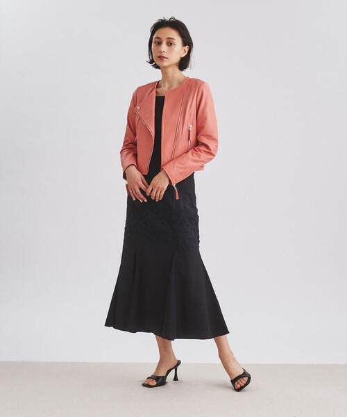 GRACE CONTINENTAL（グレースコンチネンタル）の「ライダースショートジャケット（ライダースジャケット・レディース・ブラック/ベージュ/ピンク・36/38）」の12枚目の写真