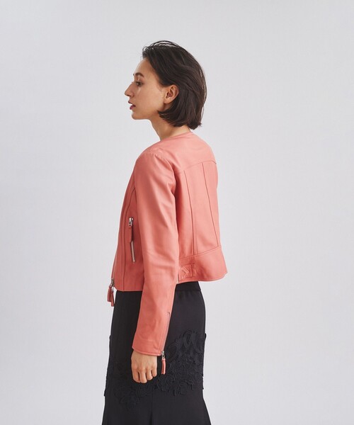 GRACE CONTINENTAL（グレースコンチネンタル）の「ライダースショートジャケット（ライダースジャケット・レディース・ブラック/ベージュ/ピンク・36/38）」の15枚目の写真