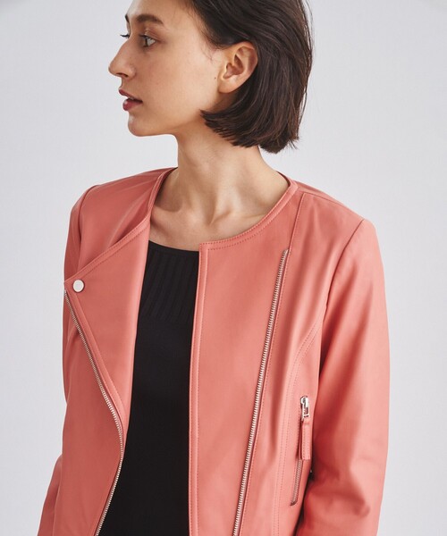 GRACE CONTINENTAL（グレースコンチネンタル）の「ライダースショートジャケット（ライダースジャケット・レディース・ブラック/ベージュ/ピンク・36/38）」の16枚目の写真