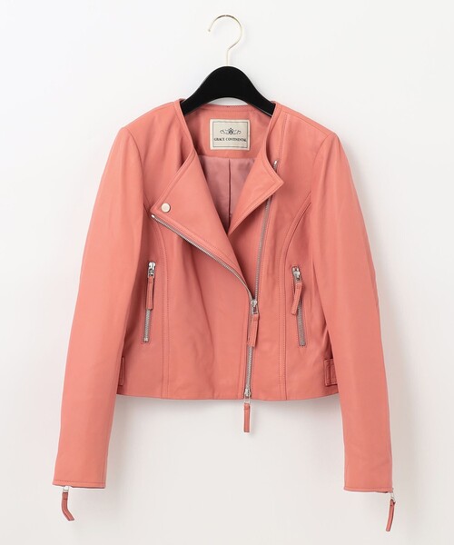 GRACE CONTINENTAL（グレースコンチネンタル）の「ライダースショートジャケット（ライダースジャケット・レディース・ブラック/ベージュ/ピンク・36/38）」の21枚目の写真