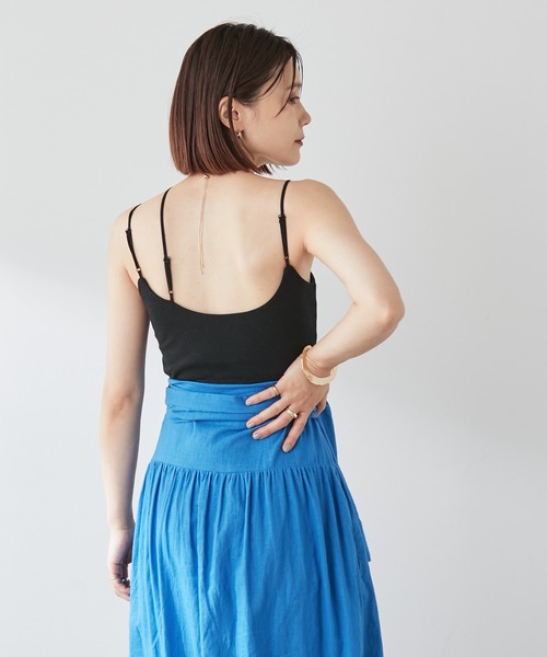 Omekashi（オメカシ）の「【earthy_】オーガニックコットンカップ付き3ストラップキャミソール（キャミソール・レディース・オフホワイト/モカ/ブラック/ブラウン・S/M）」の9枚目の写真