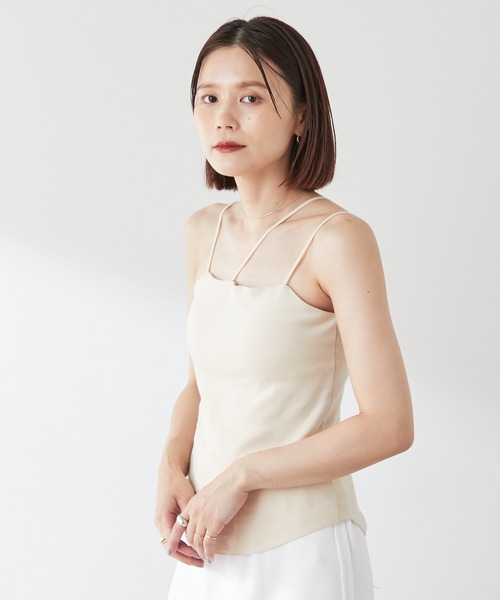 Omekashi（オメカシ）の「【earthy_】オーガニックコットンカップ付き3ストラップキャミソール（キャミソール・レディース・オフホワイト/モカ/ブラック/ブラウン・S/M）」の14枚目の写真