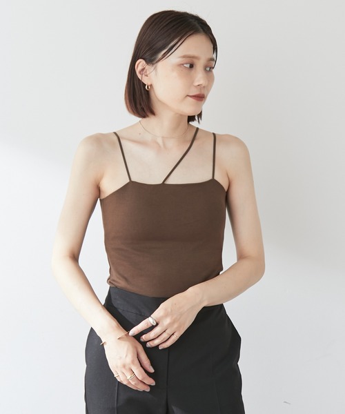 Omekashi（オメカシ）の「【earthy_】オーガニックコットンカップ付き3ストラップキャミソール（キャミソール・レディース・オフホワイト/モカ/ブラック/ブラウン・S/M）」の22枚目の写真